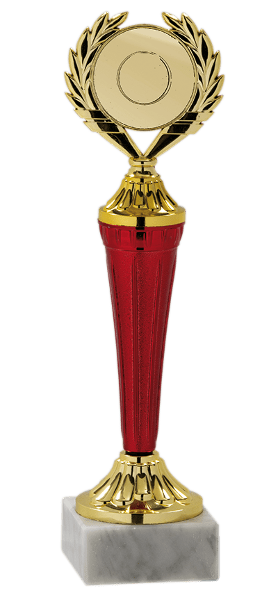 Trofej červenej farby pre maxi emblém