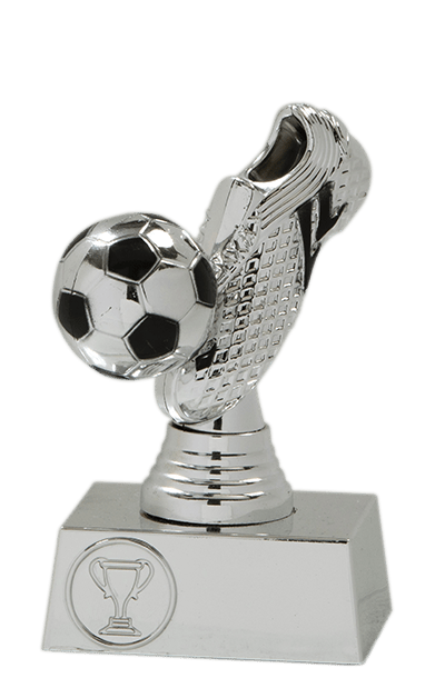 Strieborná plastová futbalová trofej