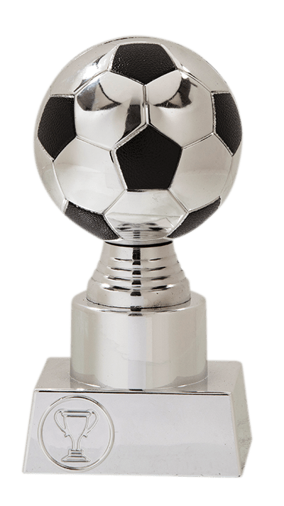 Strieborná plastová futbalová trofej