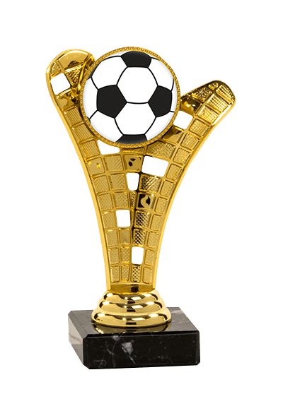 Futbalová trofej zlatej, striebornej a bronzovej farby