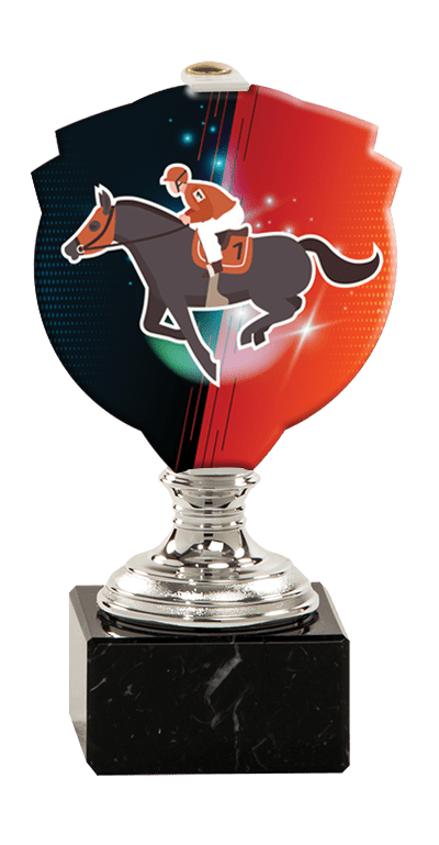 Trofej striebornej farby PLEXI kôň