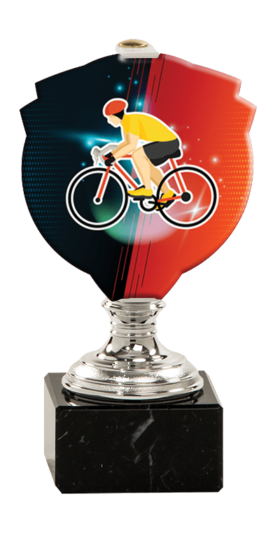 Trofej striebornej farby PLEXI cyklistika