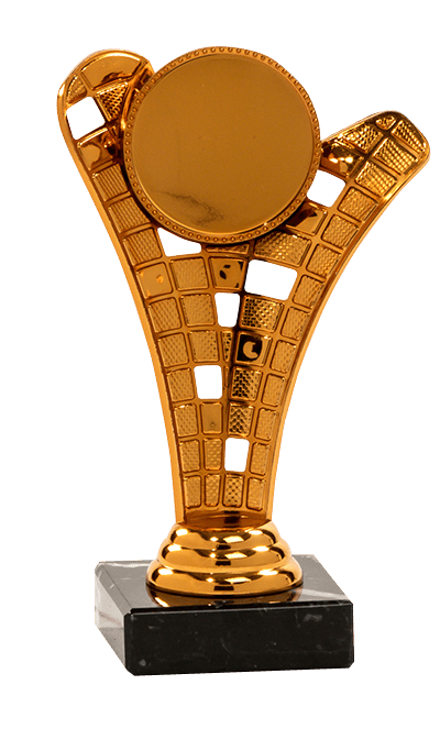 Trofej zlatej, striebornej, bronzovej farby pre maxi emblém